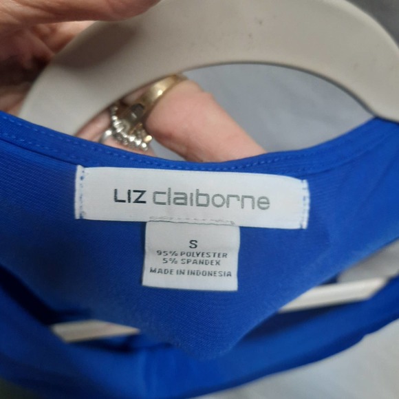 Liz Claiborne Y2K blue slinky Drape neck sleeveless dressy tank Top Small - Picture 3 of 4